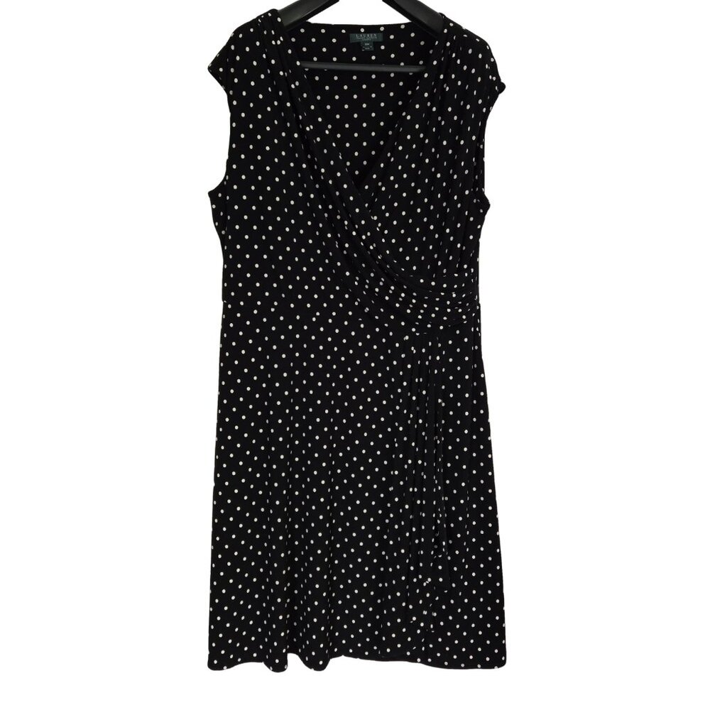 RALPH LAUREN Black & White Polka Dot Fancy Dress  22W